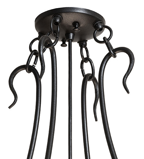 Meyda Lighting Metro Fusion 30" 3-Light Black Powder Coat Biscotti Semi-flush Mount Light With Red & Amber Shade Glass