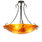 Meyda Lighting Metro Fusion 30" 3-Light Black Powder Coat Biscotti Semi-flush Mount Light With Red & Amber Shade Glass