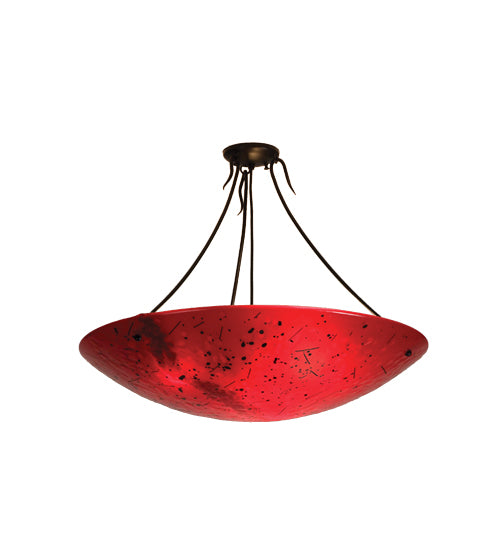 Meyda Lighting Metro Fusion 30" 3-Light Black Powder Coat Luce Rossa Semi-flush Mount Light With Ruby & Black Shade Glass