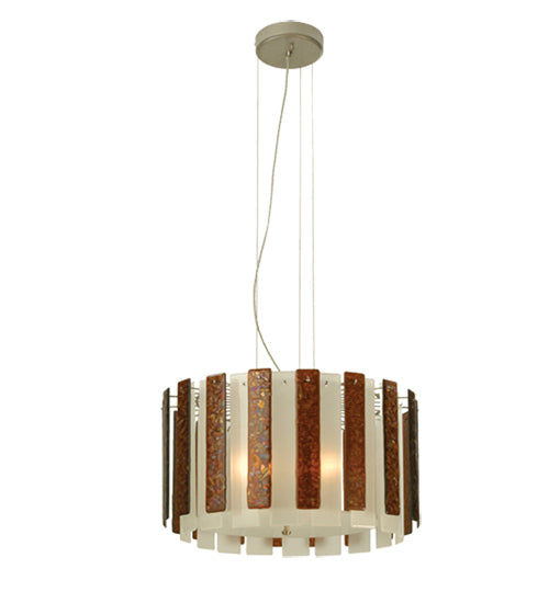 Meyda Lighting Metro Fusion 30" 3-Light Nickel Powdercoat Cascata Chandelier With Clear Shade Glass