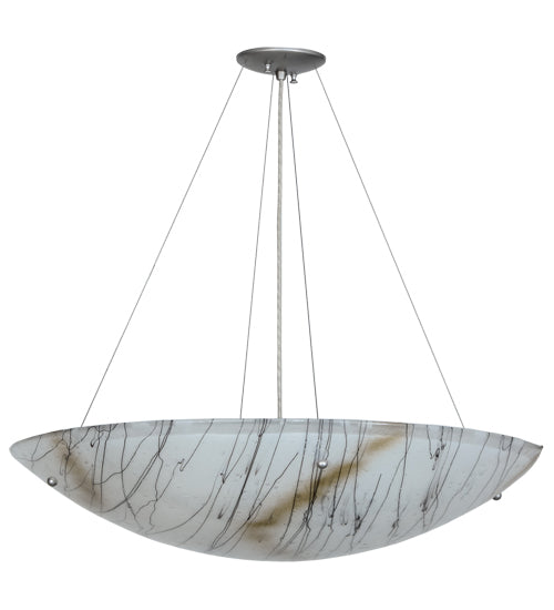 Meyda Lighting Metro Fusion 30" 4-Light Brushed Nickel Inverted Pendant Light With Ramoscelli Shade Glass