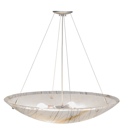 Meyda Lighting Metro Fusion 30" 4-Light Brushed Nickel Inverted Pendant Light With Ramoscelli Shade Glass