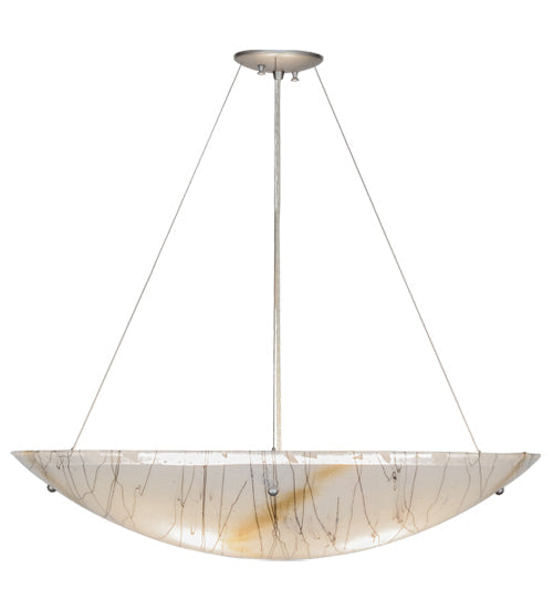 Meyda Lighting Metro Fusion 30" 4-Light Brushed Nickel Inverted Pendant Light With Ramoscelli Shade Glass