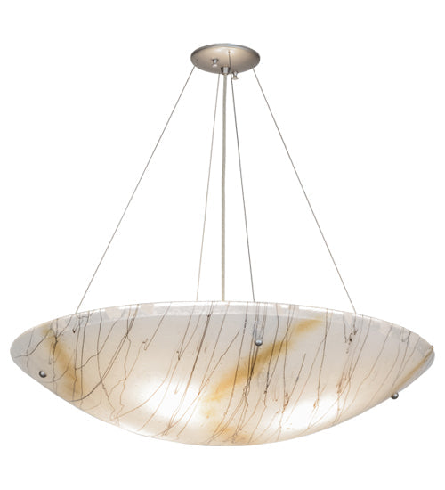 Meyda Lighting Metro Fusion 30" 4-Light Brushed Nickel Inverted Pendant Light With Ramoscelli Shade Glass