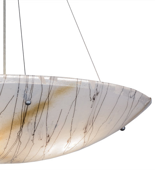 Meyda Lighting Metro Fusion 30" 4-Light Brushed Nickel Inverted Pendant Light With Ramoscelli Shade Glass