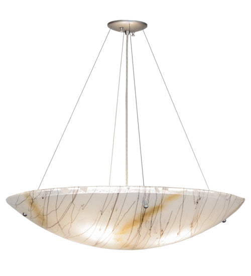 Meyda Lighting Metro Fusion 30" 4-Light Brushed Nickel Inverted Pendant Light With Ramoscelli Shade Glass