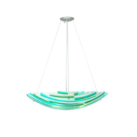 Meyda Lighting Metro Fusion 30" 4-Light Nickel La Spiaggia Inverted Pendant Light With Multi-Colored Shade Glass