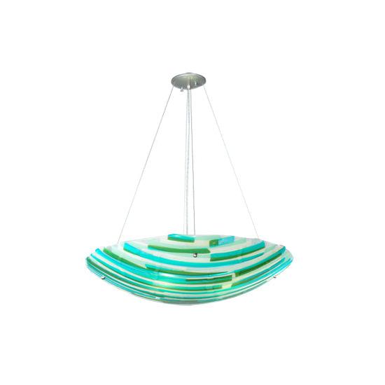 Meyda Lighting Metro Fusion 30" 4-Light Nickel La Spiaggia Inverted Pendant Light With Multi-Colored Shade Glass