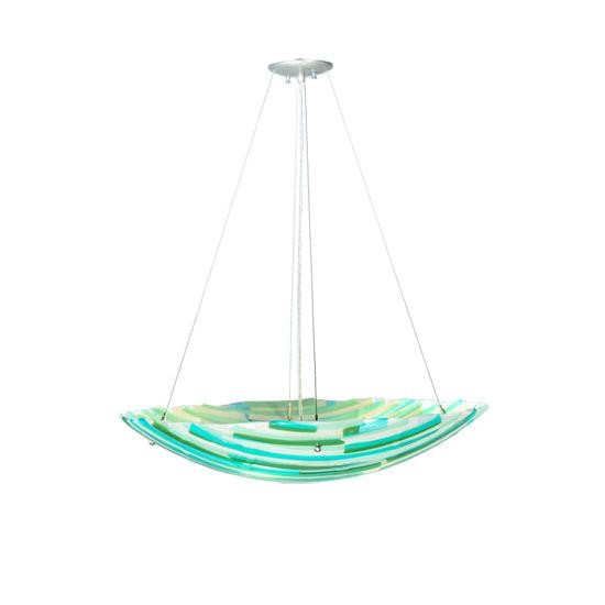 Meyda Lighting Metro Fusion 30" 4-Light Nickel La Spiaggia Inverted Pendant Light With Multi-Colored Shade Glass