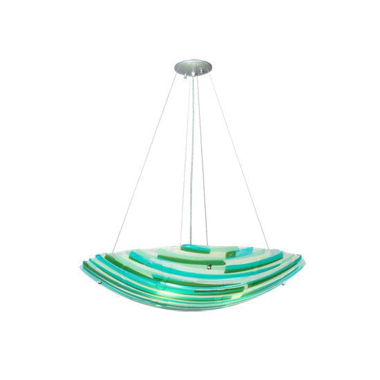 Meyda Lighting Metro Fusion 30" 4-Light Nickel La Spiaggia Inverted Pendant Light With Multi-Colored Shade Glass