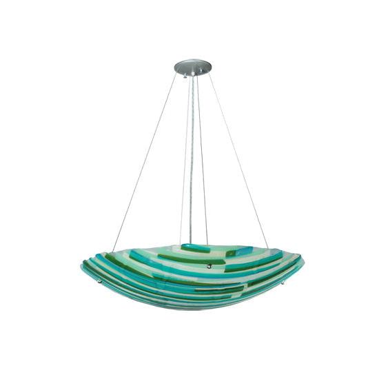 Meyda Lighting Metro Fusion 30" 4-Light Nickel La Spiaggia Inverted Pendant Light With Multi-Colored Shade Glass