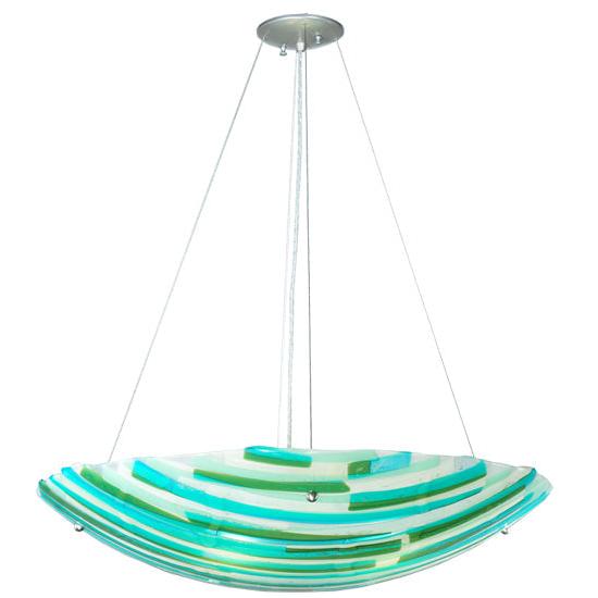 Meyda Lighting Metro Fusion 30" 4-Light Nickel La Spiaggia Inverted Pendant Light With Multi-Colored Shade Glass
