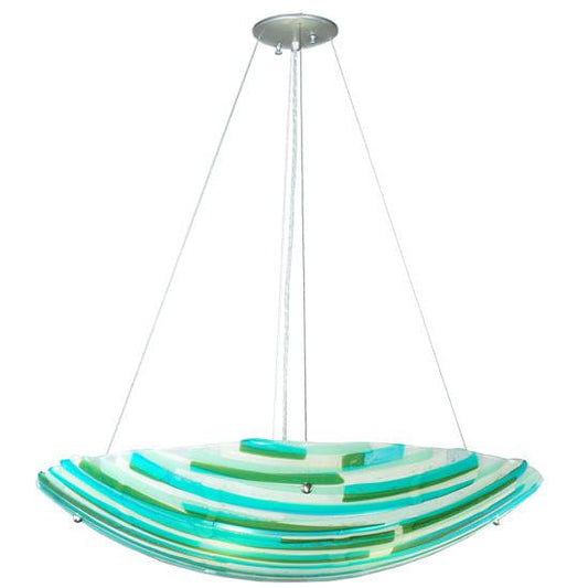 Meyda Lighting Metro Fusion 30" 4-Light Nickel La Spiaggia Inverted Pendant Light With Multi-Colored Shade Glass
