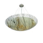 Meyda Lighting Metro Fusion 30" 4-Light Nickel Primavera Inverted Pendant Light With White and Black Streamers Shade Glass
