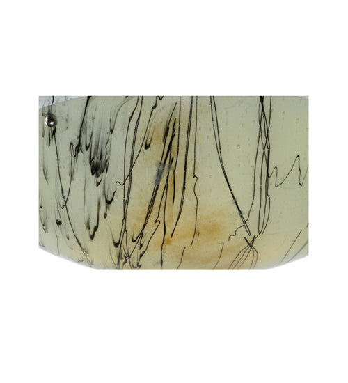 Meyda Lighting Metro Fusion 30" 4-Light Nickel Primavera Inverted Pendant Light With White and Black Streamers Shade Glass