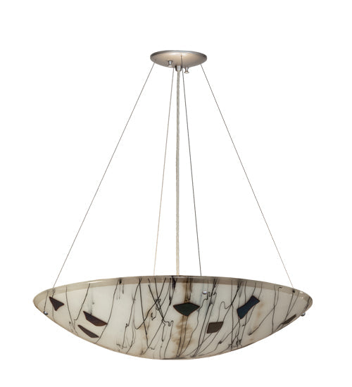 Meyda Lighting Metro Fusion 30" 4-Light Nickel Ramoscelli Inverted Pendant Light With Multi-Colored Shade Glass