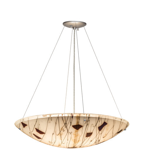 Meyda Lighting Metro Fusion 30" 4-Light Nickel Ramoscelli Inverted Pendant Light With Multi-Colored Shade Glass