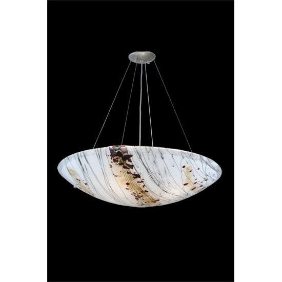 Meyda Lighting Metro Fusion 30" 4-Light Nickel Ramoscelli Inverted Pendant Light With White Shade Glass