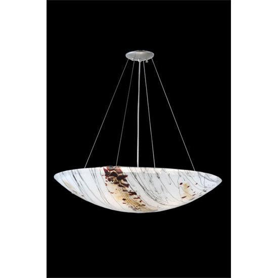 Meyda Lighting Metro Fusion 30" 4-Light Nickel Ramoscelli Inverted Pendant Light With White Shade Glass