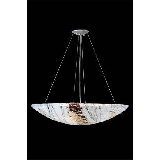 Meyda Lighting Metro Fusion 30" 4-Light Nickel Ramoscelli Inverted Pendant Light With White Shade Glass