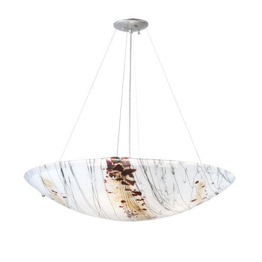 Meyda Lighting Metro Fusion 30" 4-Light Nickel Ramoscelli Inverted Pendant Light With White Shade Glass