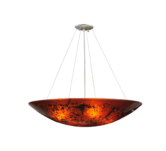 Meyda Lighting Metro Fusion 30" 4-Light Silver The Rock Inverted Pendant Light With Amber Shade Glass