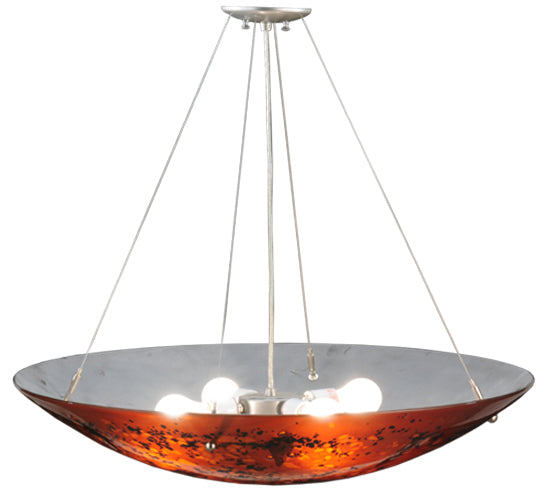 Meyda Lighting Metro Fusion 30" 4-Light Silver The Rock Inverted Pendant Light With Amber Shade Glass