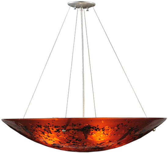 Meyda Lighting Metro Fusion 30" 4-Light Silver The Rock Inverted Pendant Light With Amber Shade Glass