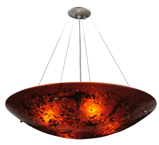 Meyda Lighting Metro Fusion 30" 4-Light Silver The Rock Inverted Pendant Light With Amber Shade Glass