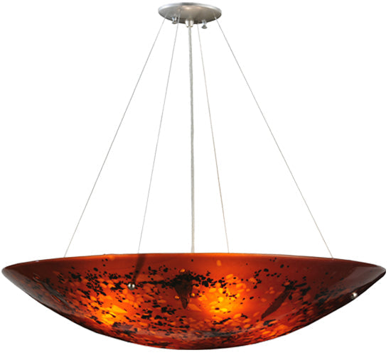 Meyda Lighting Metro Fusion 30" 4-Light Silver The Rock Inverted Pendant Light With Amber Shade Glass