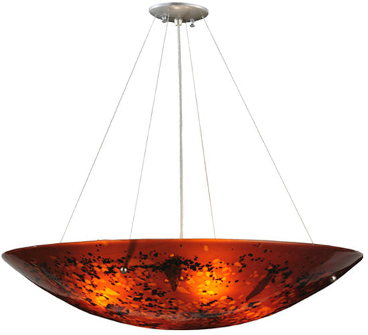 Meyda Lighting Metro Fusion 30" 4-Light Silver The Rock Inverted Pendant Light With Amber Shade Glass