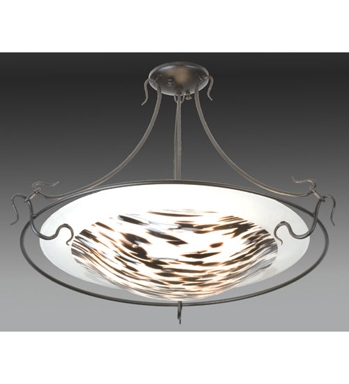 Meyda Lighting Metro Fusion 30" La Perla Nera Semi-flush Mount Light With Murano Spirit & Clear Frost Shade Glass