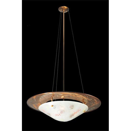 Meyda Lighting Metro Fusion 31" 3-Light Nickel Super Nova Inverted Pendant Light With Clear Noodles Shade Glass