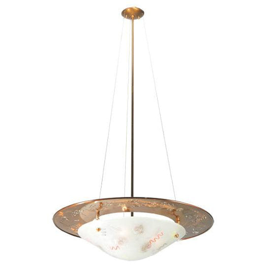Meyda Lighting Metro Fusion 31" 3-Light Nickel Super Nova Inverted Pendant Light With Clear Noodles Shade Glass