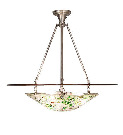 Meyda Lighting Metro Fusion 31" 3-Light Nickel & Transparent Copper Super Nova Semi-flush Mount Light With Multi-Colored Shade Glass