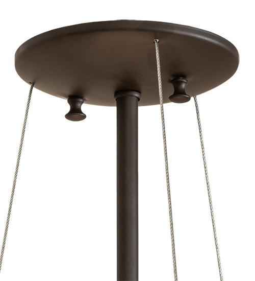 Meyda Lighting Metro Fusion 31" 3-Light Transparent Copper & Oil Rubbed Bronze Super Nova Inverted Pendant Light With Frosted Clear Shade Glass