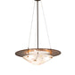 Meyda Lighting Metro Fusion 31" 3-Light Transparent Copper & Oil Rubbed Bronze Super Nova Inverted Pendant Light With Frosted Clear Shade Glass