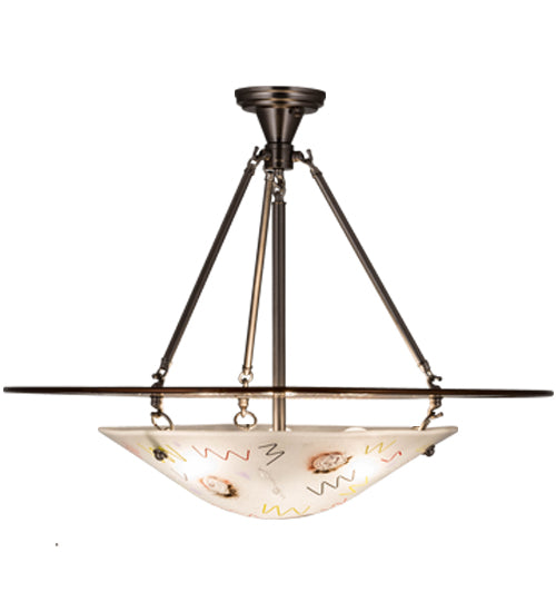 Meyda Lighting Metro Fusion 31" 3-Light Transparent Copper Super Nova Inverted Pendant Light With Clear Frosted Fused Shade Glass