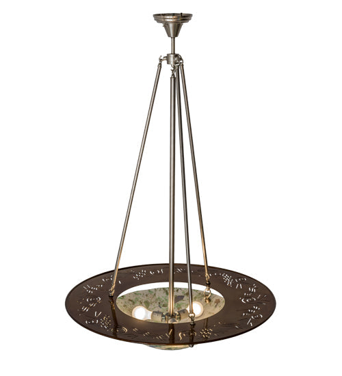 Meyda Lighting Metro Fusion 31" 3-Light Transparent Copper Super Nova Inverted Pendant Light With Multi-Colored Fused Shade Glass