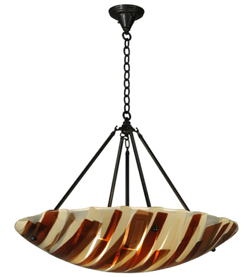 Meyda Lighting Metro Fusion 31" 4-Light Timeless Bronze Marina Inverted Pendant Light With Marina Glass Shade Glass