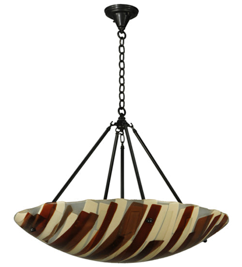 Meyda Lighting Metro Fusion 31" 4-Light Timeless Bronze Marina Inverted Pendant Light With Marina Glass Shade Glass