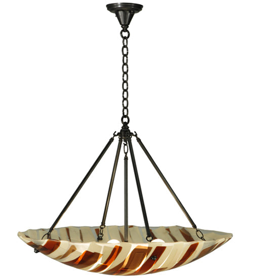 Meyda Lighting Metro Fusion 31" 4-Light Timeless Bronze Marina Inverted Pendant Light With Marina Glass Shade Glass