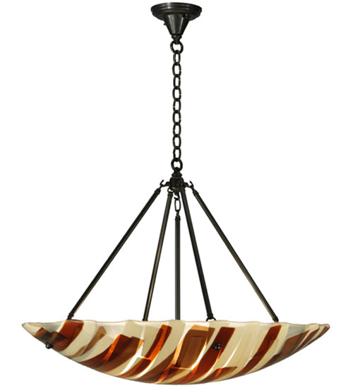 Meyda Lighting Metro Fusion 31" 4-Light Timeless Bronze Marina Inverted Pendant Light With Marina Glass Shade Glass