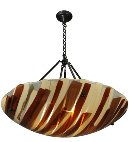Meyda Lighting Metro Fusion 31" 4-Light Timeless Bronze Marina Inverted Pendant Light With Marina Glass Shade Glass