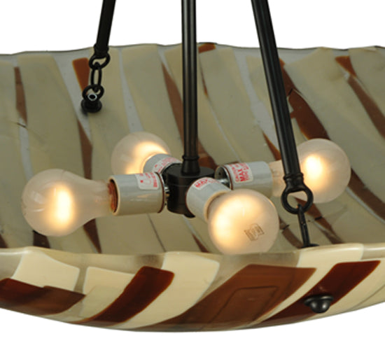 Meyda Lighting Metro Fusion 31" 4-Light Timeless Bronze Marina Inverted Pendant Light With Marina Glass Shade Glass