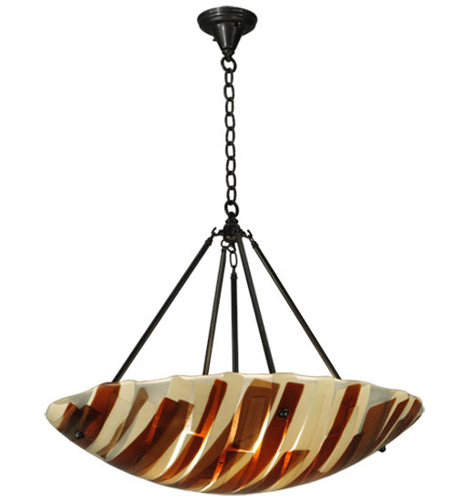 Meyda Lighting Metro Fusion 31" 4-Light Timeless Bronze Marina Inverted Pendant Light With Marina Glass Shade Glass