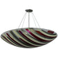 Meyda Lighting Metro Fusion 35" 4-Light Brushed Nickel Jubilee Inverted Pendant Light With Multi-Colored Shade Glass