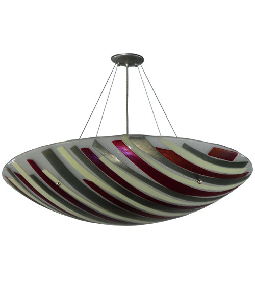 Meyda Lighting Metro Fusion 35" 4-Light Brushed Nickel Jubilee Inverted Pendant Light With Multi-Colored Shade Glass