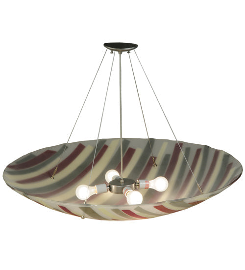 Meyda Lighting Metro Fusion 35" 4-Light Brushed Nickel Jubilee Inverted Pendant Light With Multi-Colored Shade Glass