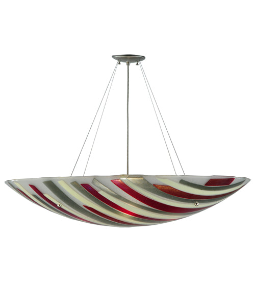 Meyda Lighting Metro Fusion 35" 4-Light Brushed Nickel Jubilee Inverted Pendant Light With Multi-Colored Shade Glass
